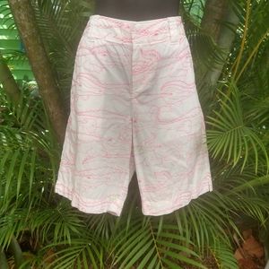 🐊Lilly Pulitzer Pink Alligator White Shorts sz 10